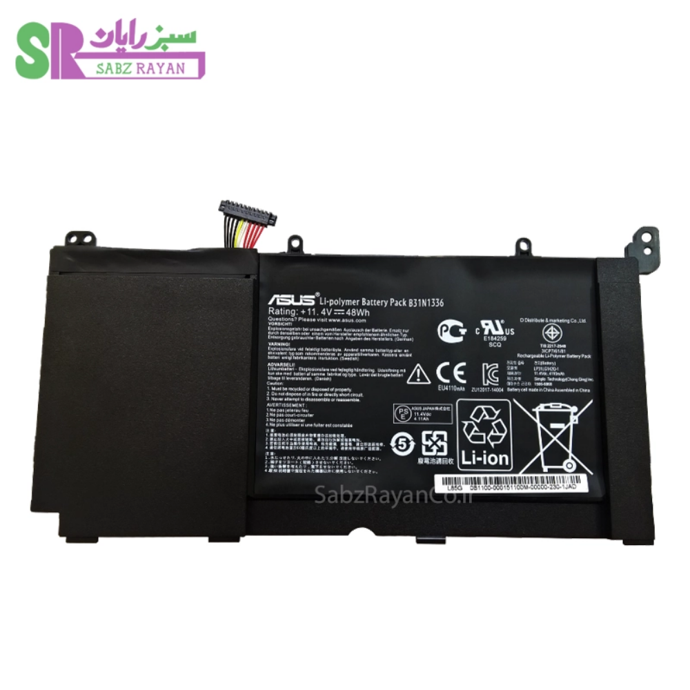 باتری 3 سلولی لپ‌تاپ ایسوس VivoBook S551 B31N1336
